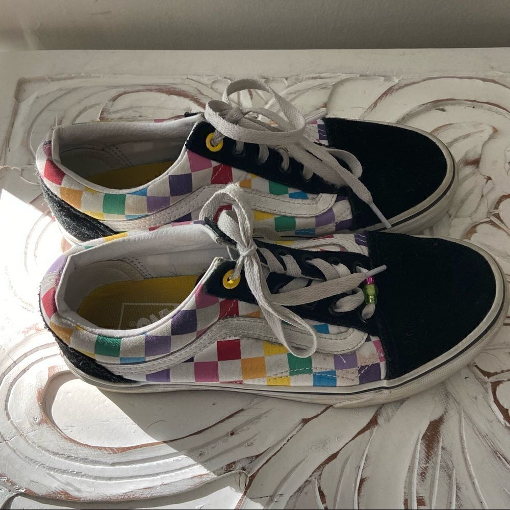Vans Old Skool rainbow checker womens 6.5